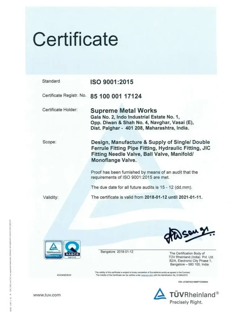 Supreme Metal Works  ISO 9001:2008